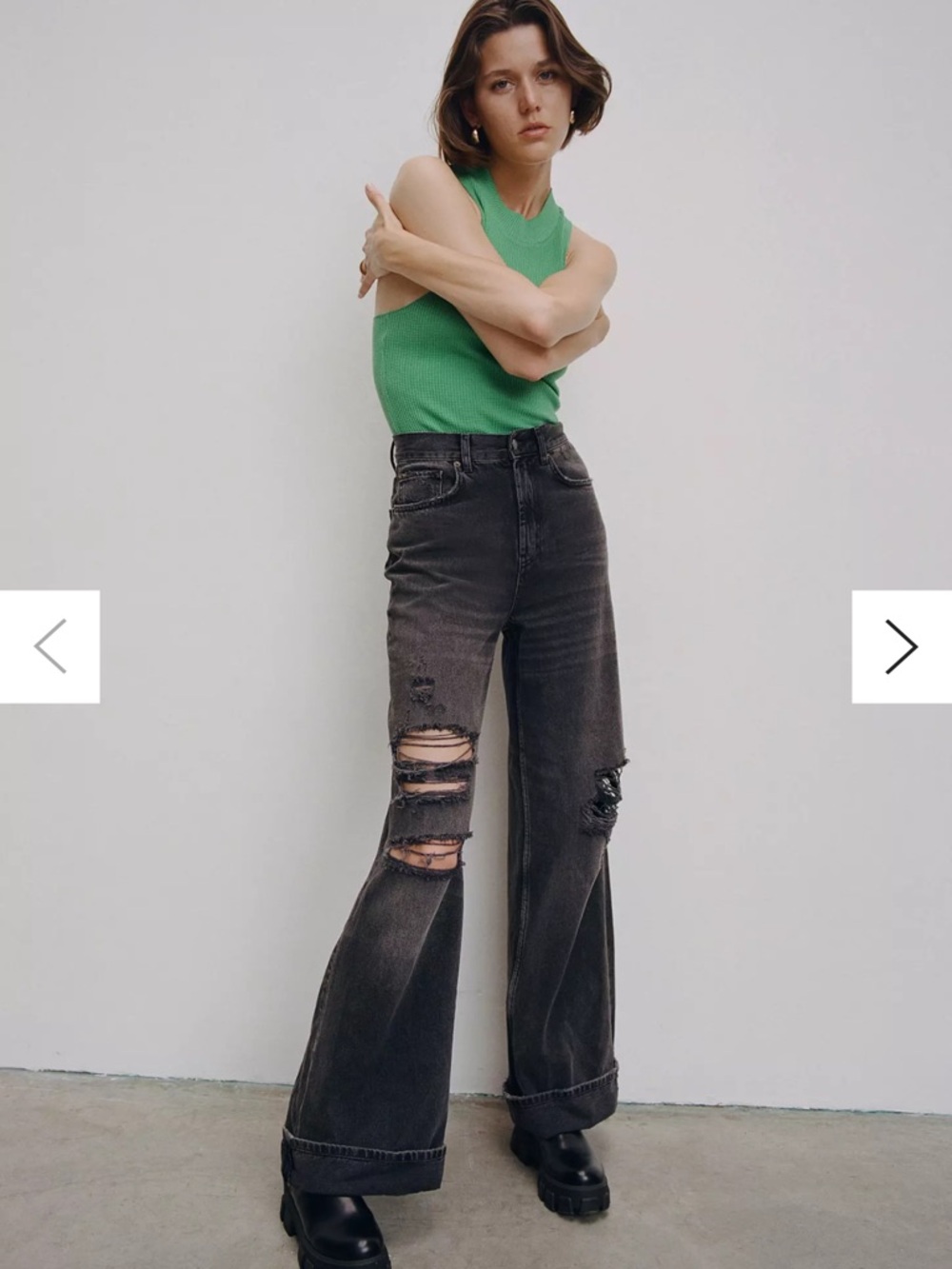 BDG Black Washed Distressed Wide-Leg baggy skater Jeans